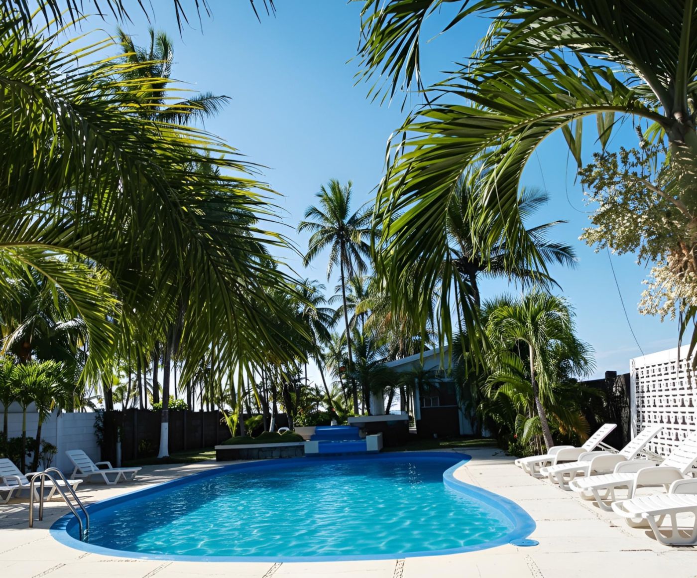 Piscine sous les palmiers